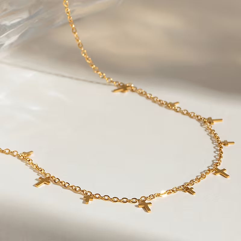 Dainty Cross Tassel Necklace